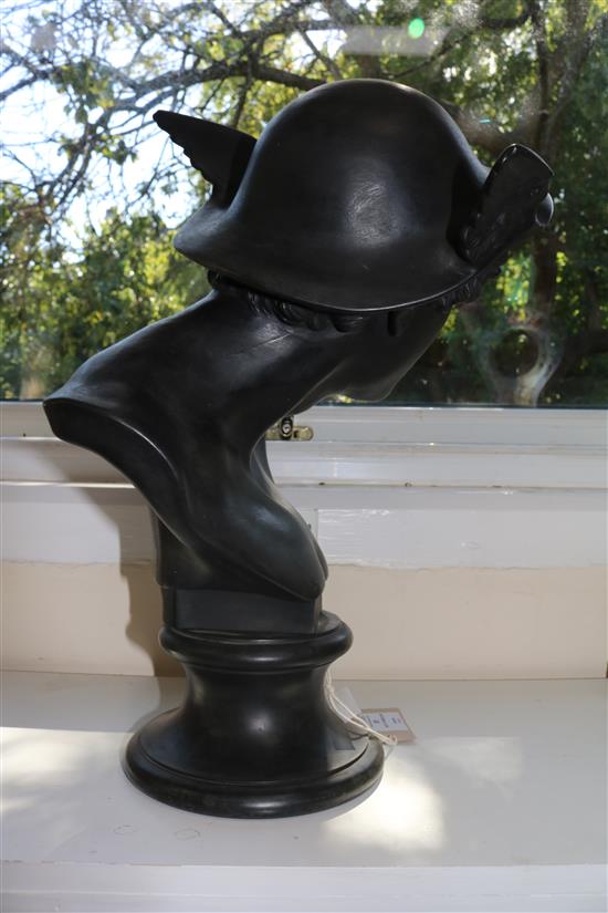 A Wedgwood black basalt bust of Mercury, 19th century H.17in.